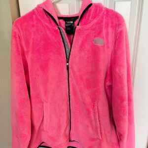 Northface hot pink fleece zip up hoodie size Medium